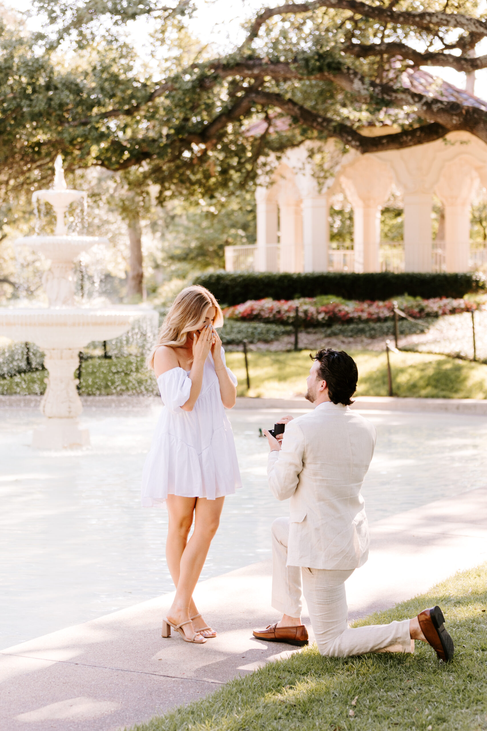 A proposal takes place at Flippen Park in Highland Park, Texas.